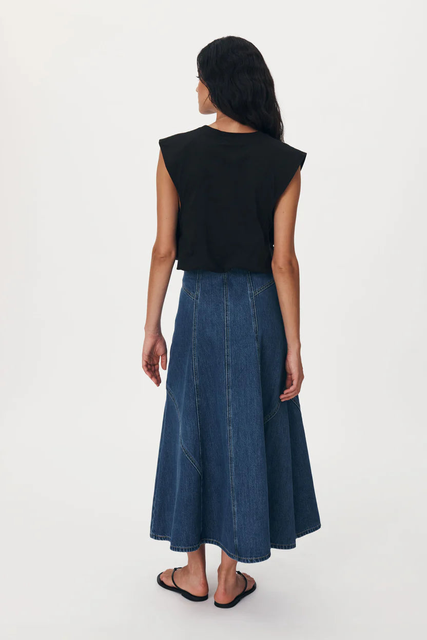 ROWIE - Jeanette Denim Midi Skirt - Classic Denim