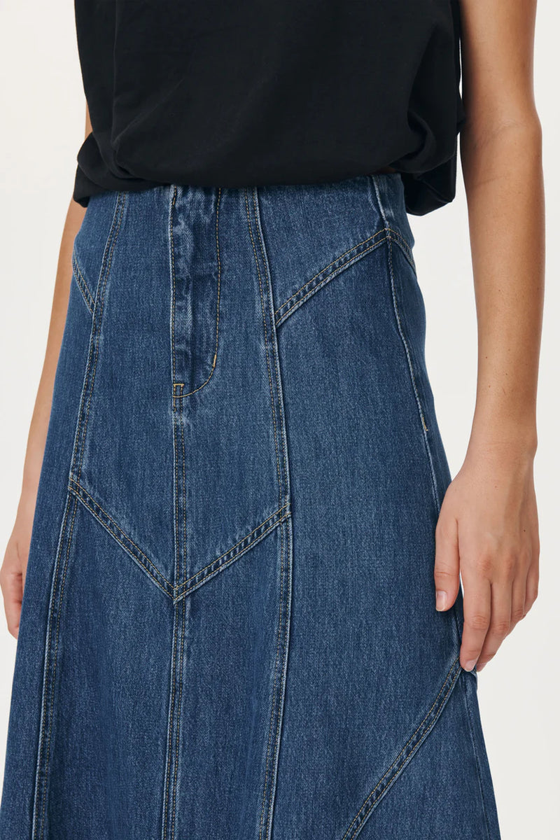 ROWIE - Jeanette Denim Midi Skirt - Classic Denim