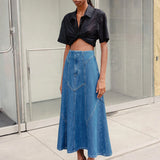 ROWIE - Jeanette Denim Midi Skirt - Classic Denim