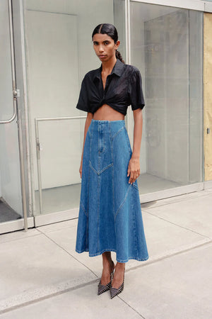 ROWIE - Jeanette Denim Midi Skirt - Classic Denim