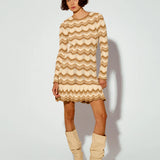 KIVARI - Kassiani Knit Dress - Ivory/Brown