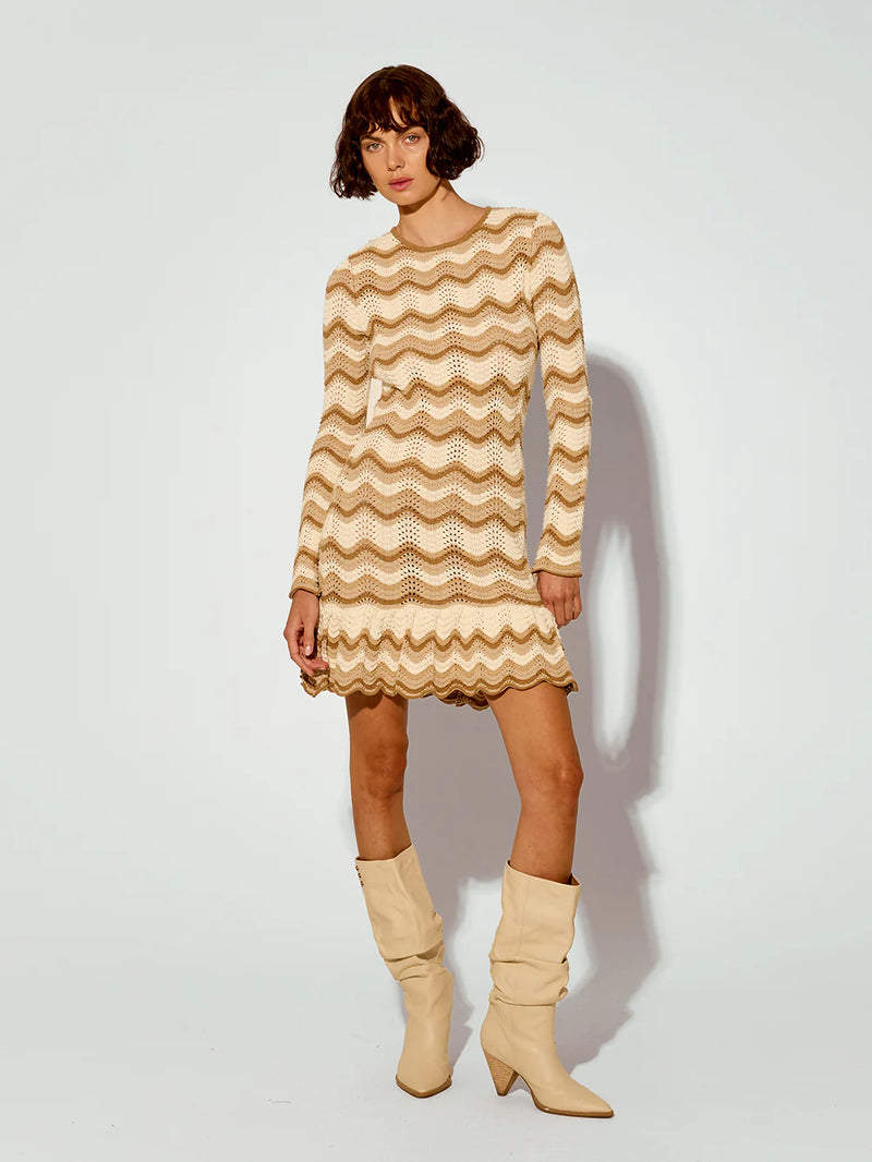 KIVARI - Kassiani Knit Dress - Ivory/Brown