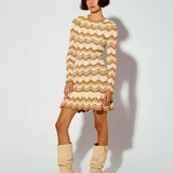 KIVARI - Kassiani Knit Dress - Ivory/Brown