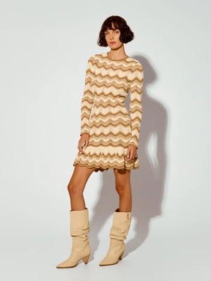 KIVARI - Kassiani Knit Dress - Ivory/Brown