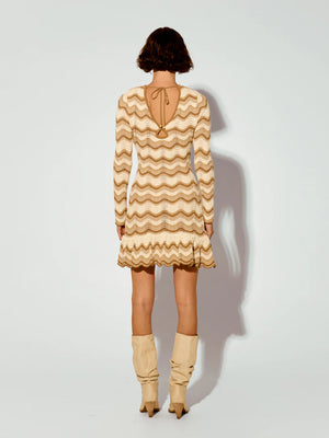 KIVARI - Kassiani Knit Dress - Ivory/Brown