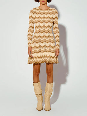 KIVARI - Kassiani Knit Dress - Ivory/Brown