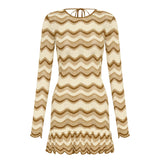 KIVARI - Kassiani Knit Dress - Ivory/Brown