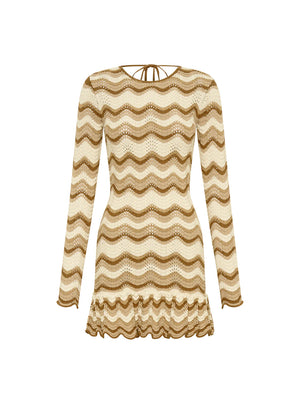 KIVARI - Kassiani Knit Dress - Ivory/Brown