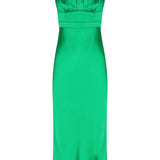 SHONA JOY - Lana Corded Ruched Midi Dress - Tree Green