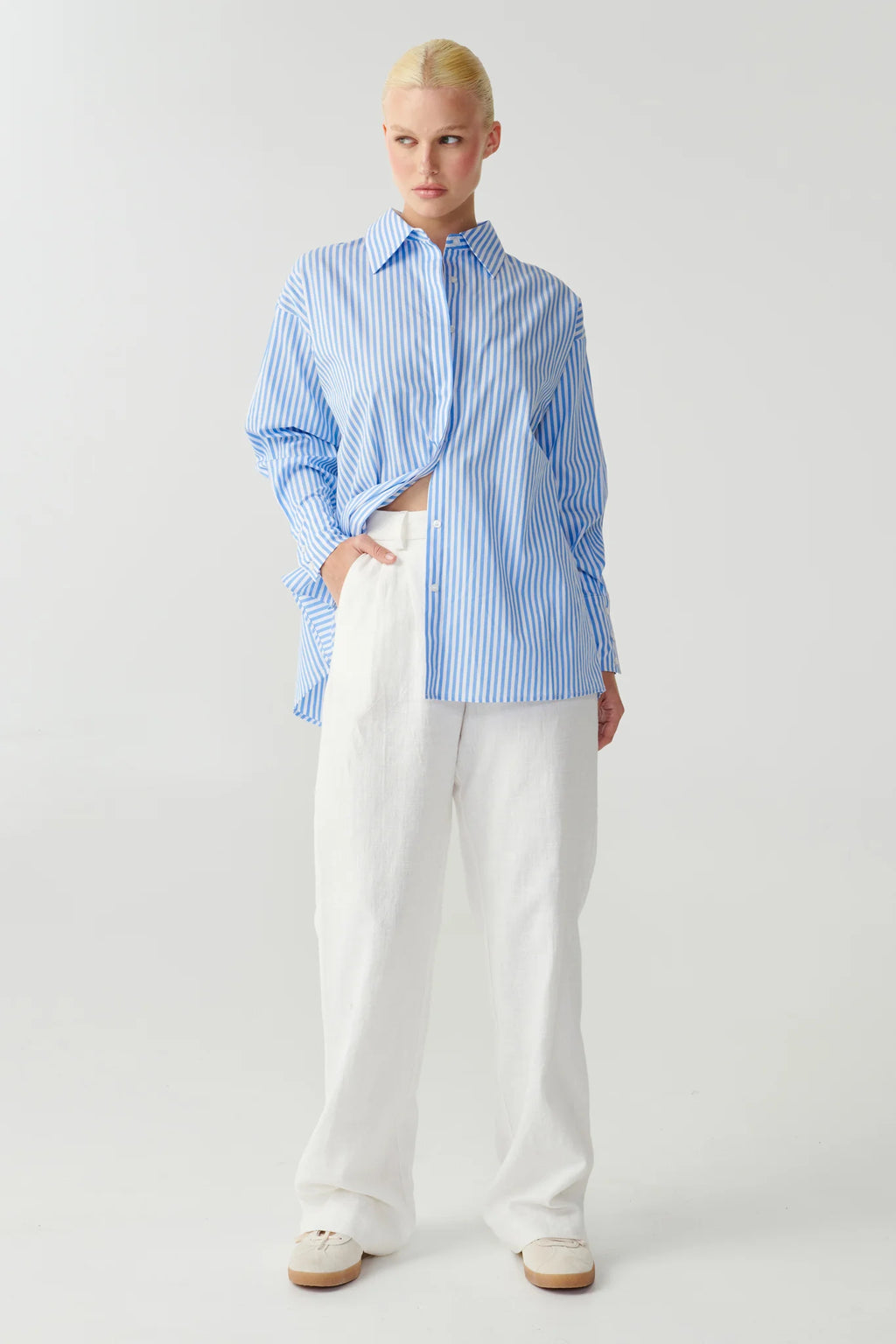 RAEF THE LABEL - Luna Shirt - Blue/White Stripe