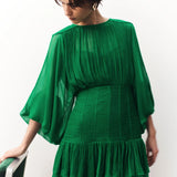 SHONA JOY - Ruched Panelled Dress - Tree Green