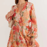 MINK PINK -  Aida Long Sleeve Mini Dress - Apricot Floral