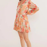 MINK PINK -  Aida Long Sleeve Mini Dress - Apricot Floral