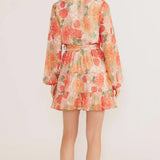 MINK PINK -  Aida Long Sleeve Mini Dress - Apricot Floral