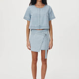 ROWIE - Melissa Denim Mini Wrap Skirt - Azul