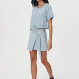 ROWIE - Melissa Denim Mini Wrap Skirt - Azul