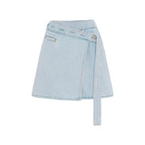 ROWIE - Melissa Denim Mini Wrap Skirt - Azul