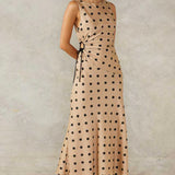 MON RENN - Lucinda Midi Dress - Mocha Polka Dot