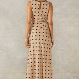 MON RENN - Lucinda Midi Dress - Mocha Polka Dot