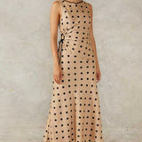 MON RENN - Lucinda Midi Dress - Mocha Polka Dot