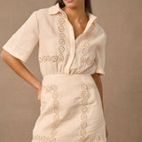 MON RENN - Ora Shirt Dress - Cream / Biscuit