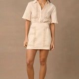 MON RENN - Ora Shirt Dress - Cream / Biscuit