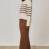 MON RENN - Rhythm Stripe Knit - Oat/ Coffee Stripe