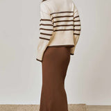 MON RENN - Rhythm Stripe Knit - Oat/ Coffee Stripe