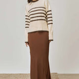 MON RENN - Rhythm Stripe Knit - Oat/ Coffee Stripe