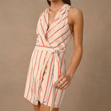 MON RENN - Serene Stripe Mini Dress - Red / Blue Stripe