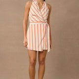 MON RENN - Serene Stripe Mini Dress - Red / Blue Stripe