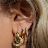 LUV AJ - The Pave Interlock Hoops - Gold