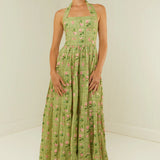 PALM NOOSA - Willow Dress - Green Floral Tile