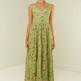 PALM NOOSA - Willow Dress - Green Floral Tile