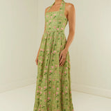 PALM NOOSA - Willow Dress - Green Floral Tile