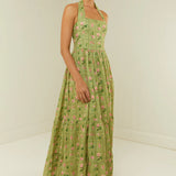 PALM NOOSA - Willow Dress - Green Floral Tile