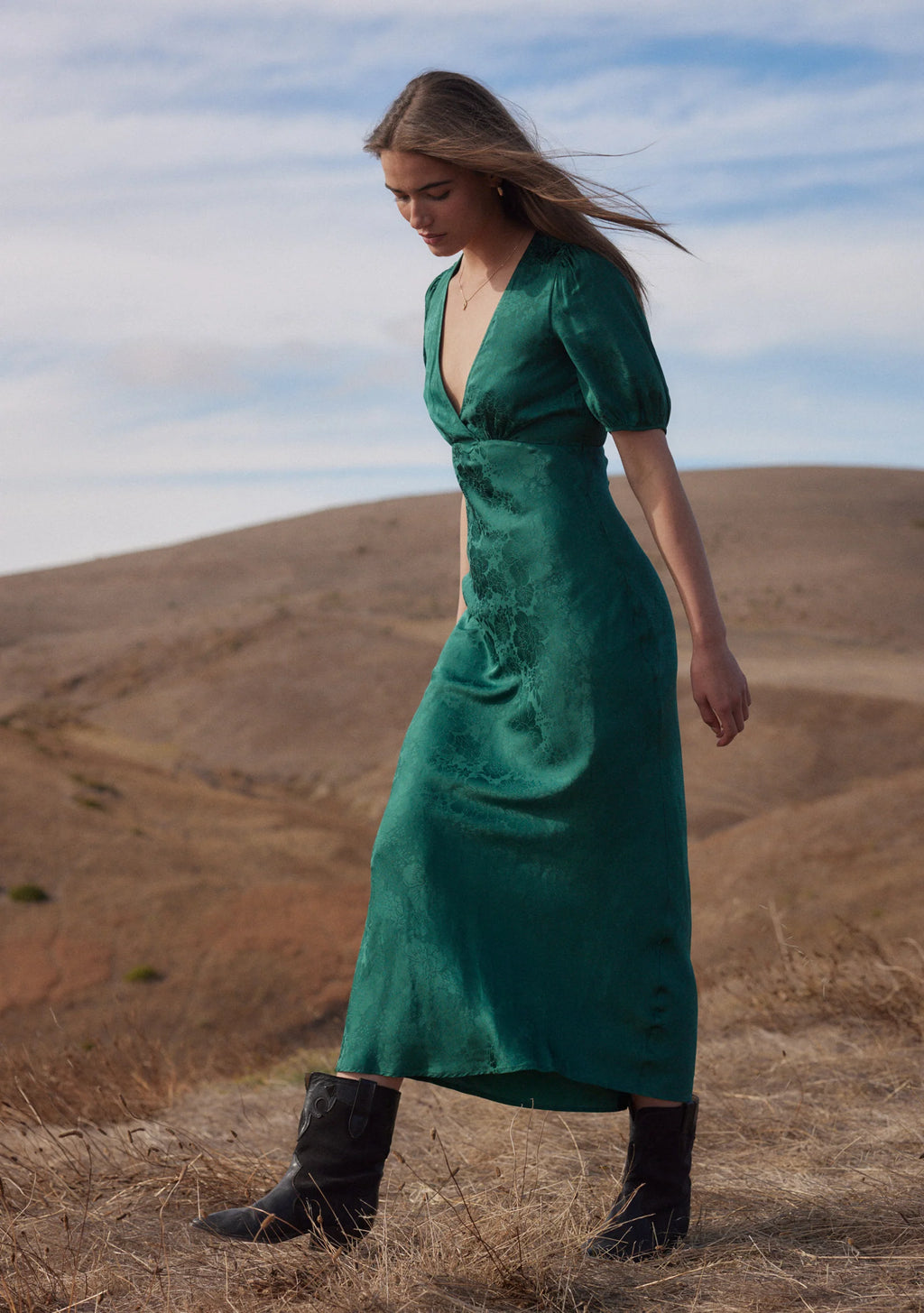 AUGUSTE - Pamela Midi Dress - Emerald Green