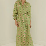 PALM NOOSA - Marigold Dress - Green Floral Tile