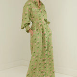 PALM NOOSA - Marigold Dress - Green Floral Tile