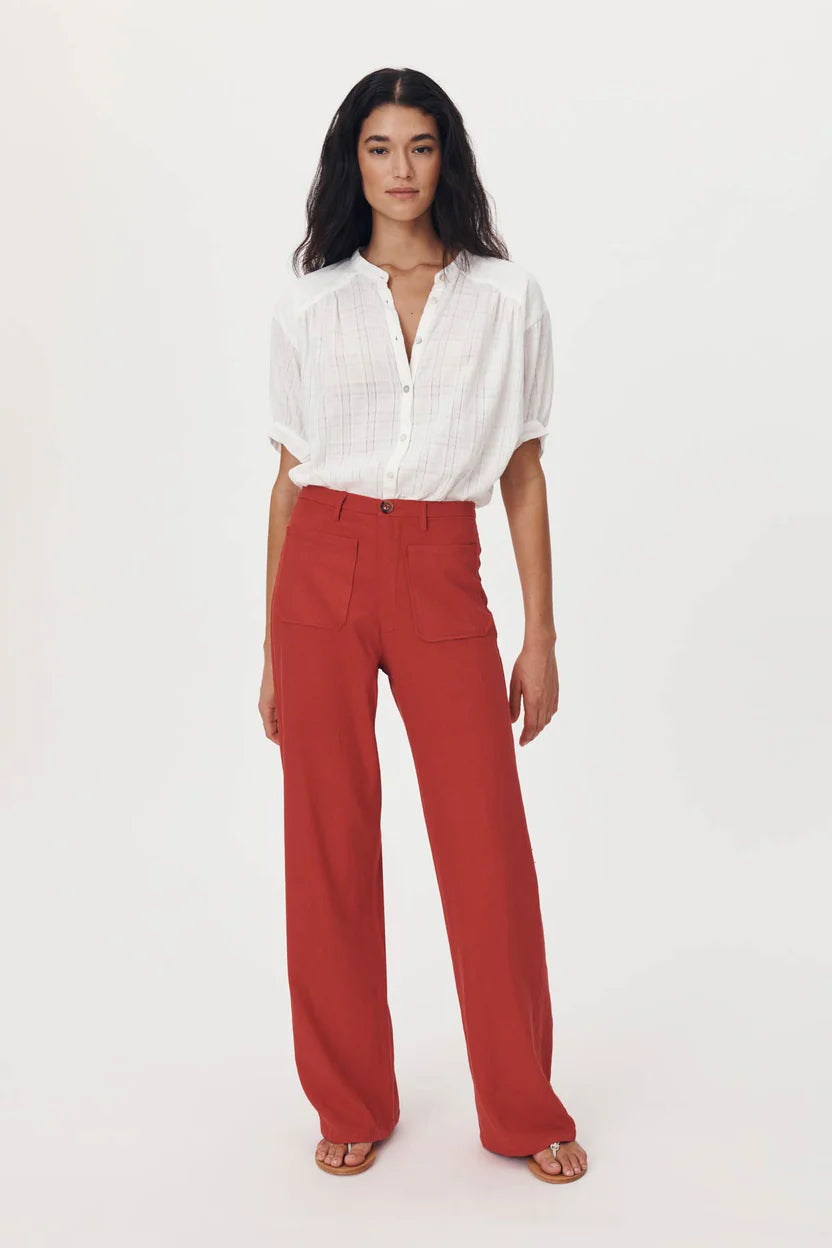 ROWIE - Paige Linen Pants - Apple Red