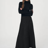 ROWIE - Paloma Organic Midi Skirt -  Washed Black