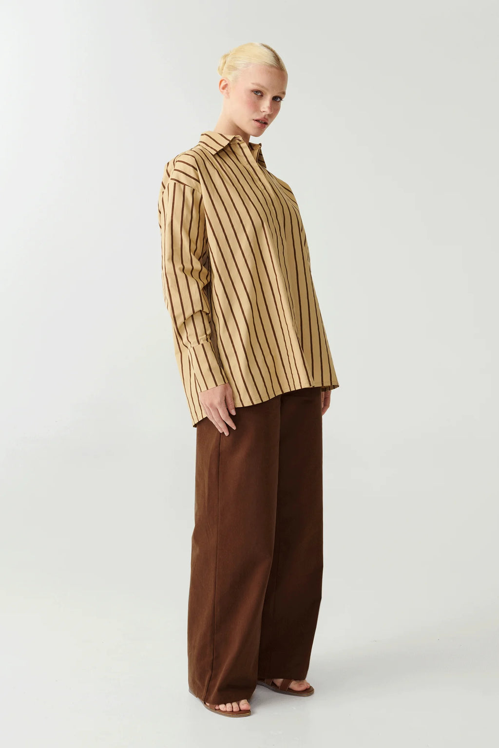 RAEF THE LABEL - Luna Shirt - Desert Tan /Cedar Stripe