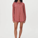 ROWIE - Ramona Stripe Long Sleeve Shirt - Cherry Red