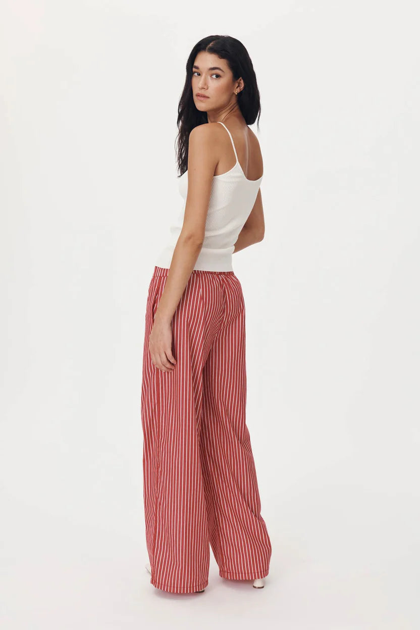 ROWIE - Rocco Stripe Pants - Cherry Red