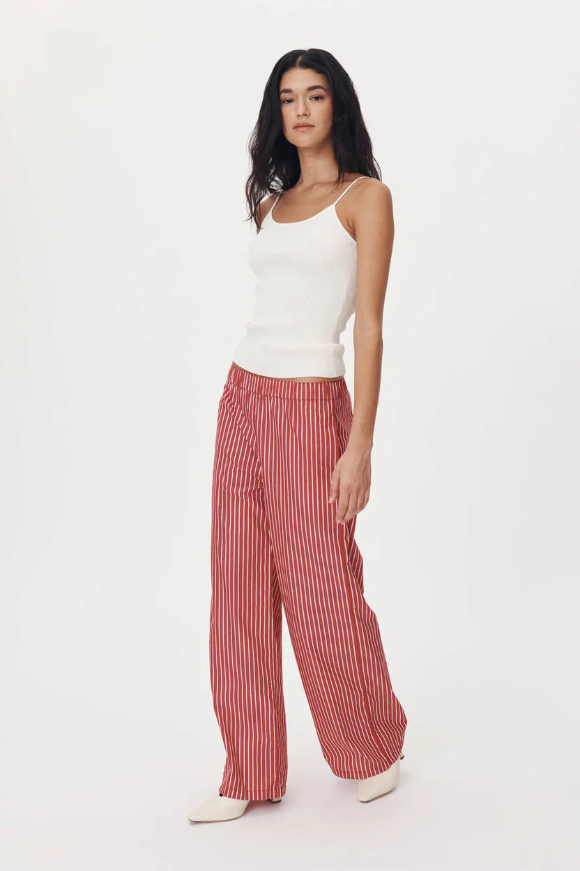 ROWIE - Rocco Stripe Pants - Cherry Red