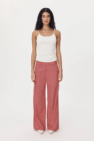 ROWIE - Rocco Stripe Pants - Cherry Red