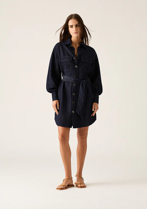 MOS THE LABEL - Ana Denim Shirt Mini Dress - Indigo