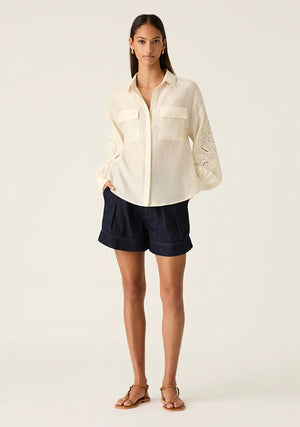 MOS THE LABEL - Marcela Embroidery Blouse - Pearl Embroidery