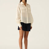 MOS THE LABEL - Marcela Embroidery Blouse - Pearl Embroidery