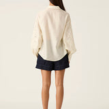 MOS THE LABEL - Marcela Embroidery Blouse - Pearl Embroidery